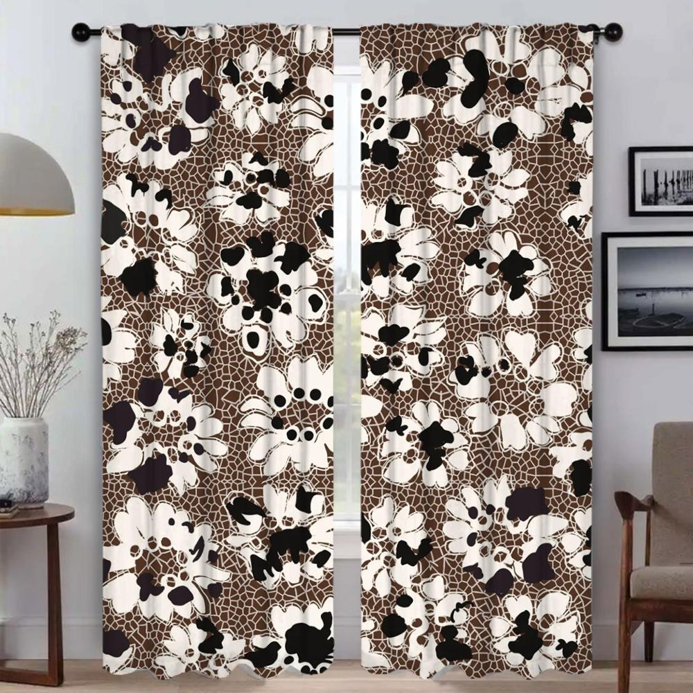 Элегантные шторы для гостиной, цветы и растения, занавески для окон, украшения на Хэллоуин, жалюзи, шторы из 2 частей, перегородка