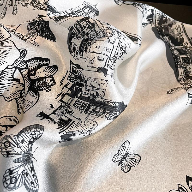 Hangzhou Silk Butterfly Silk Small Square Scarf for Women In Spring and Summer Mulberry Silk Fashion Scarf Temperament Neck Protection