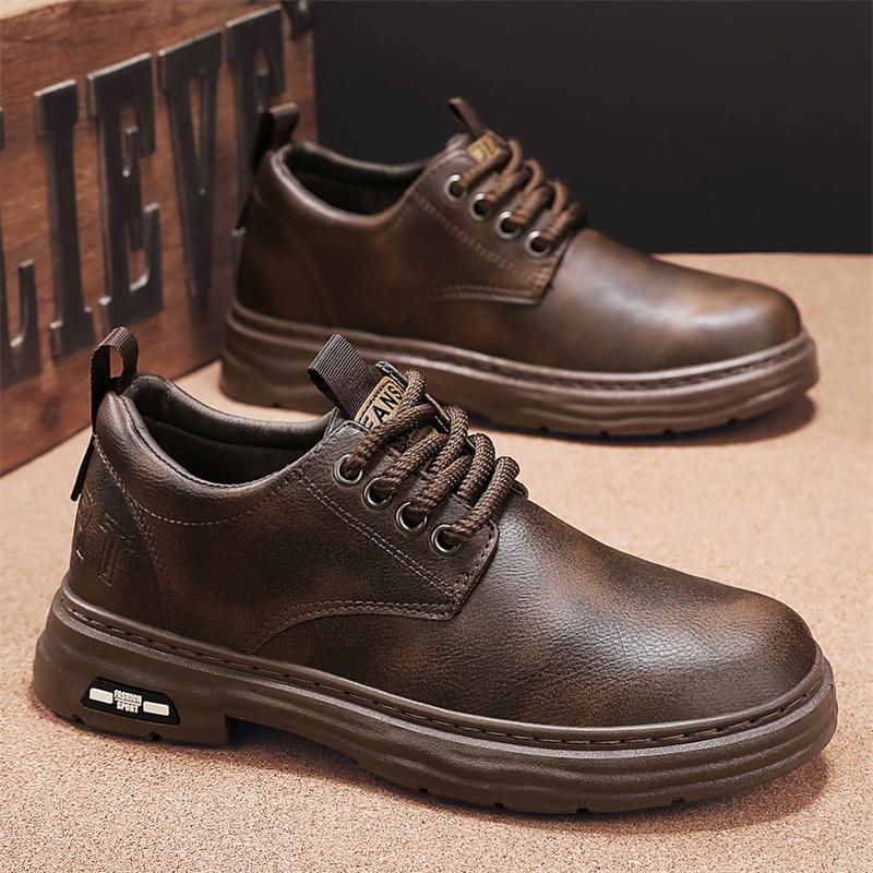 Мужские туфли осенние деловые мужские туфли в британском стиле повседневные кожаные туфли ретро коричневого цвета высокого класса с большим размером головы модные туфли
