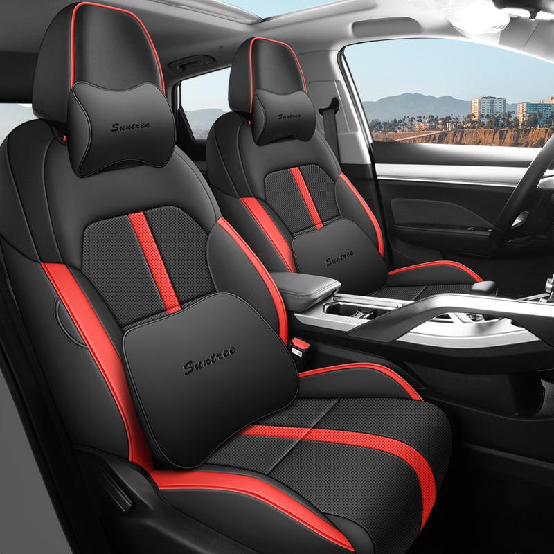 Bin Yue 5-Seater Perforated Leather Car Seat Cushion - All-Season Universal Fit