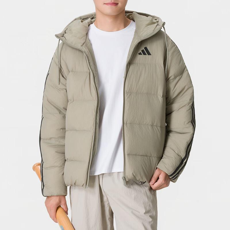 adidas Мужские пуховики Хаки С капюшоном Несъемный LF0179