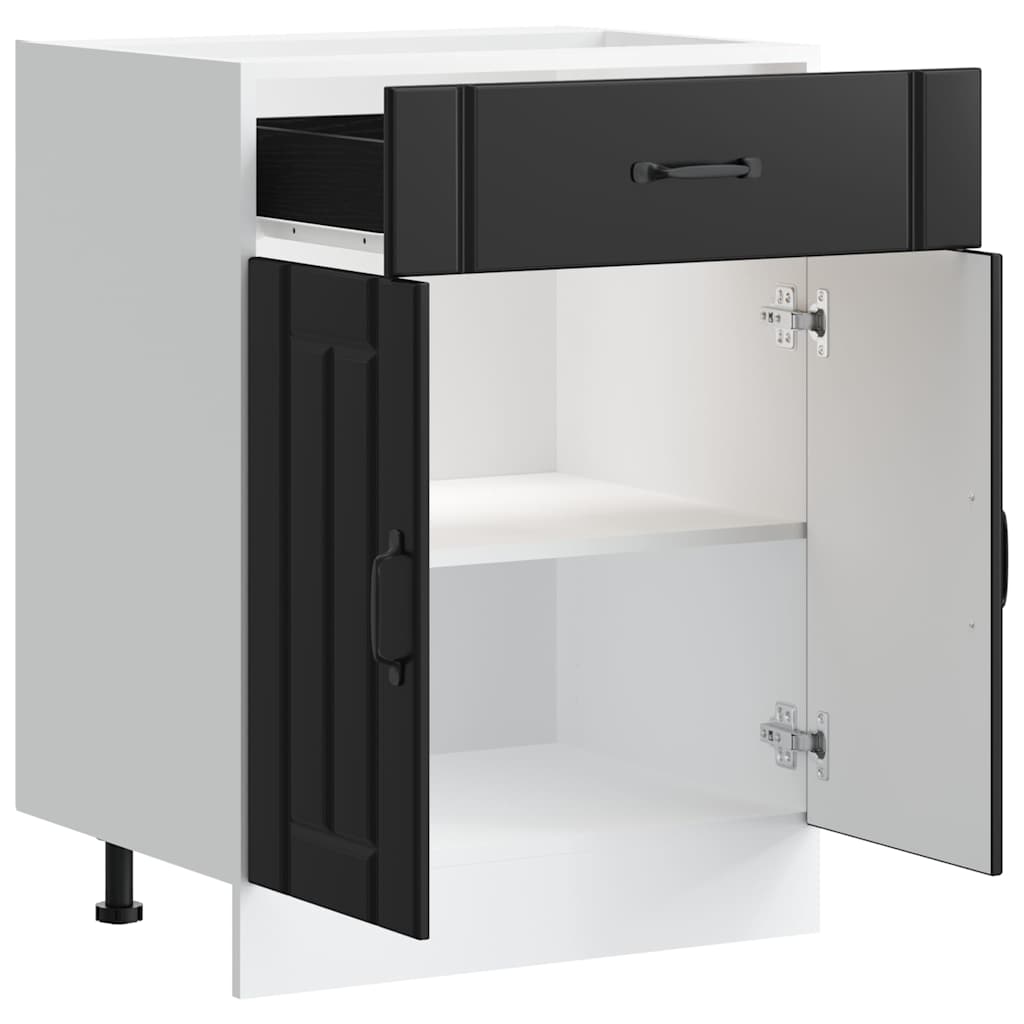 Lucca Kitchen Base Cabinet Black Particleboard