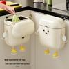 Wall-Mounted High-Capacity Cute Style Trash Can with Lid for Kitchen and Bathroom