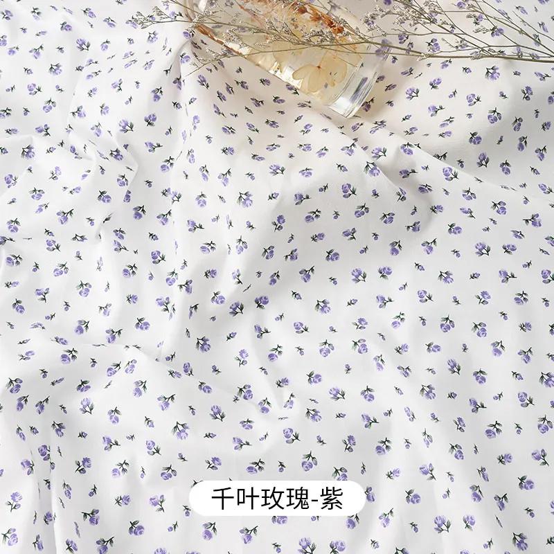 0,5 м/2 м Ткань из чистого хлопка в деревенском стиле с мелким цветочным принтом для шитья платьев, декоративная ткань, ткани для одежды ручной работы DIY