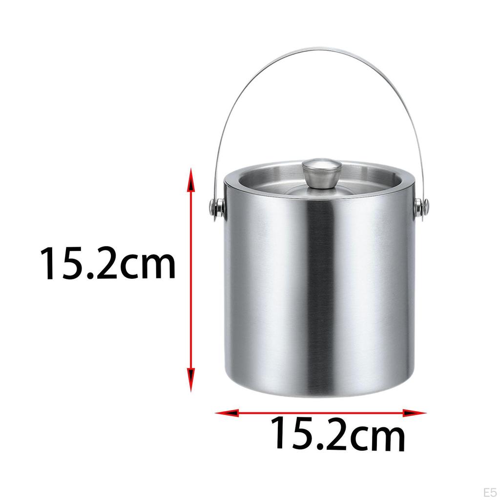 Ice Bucket Double Walled Cube Container Tub with Lid and Tongs for Dining Room