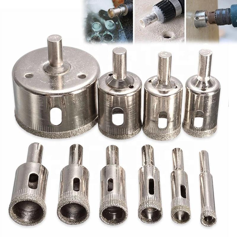 Steel Drill Bit Set 10pcs Diamond Coated HSS for Power Tools 6mm-30mm Tile Marble Glass Ceramic Hole Saw Drilling Bits