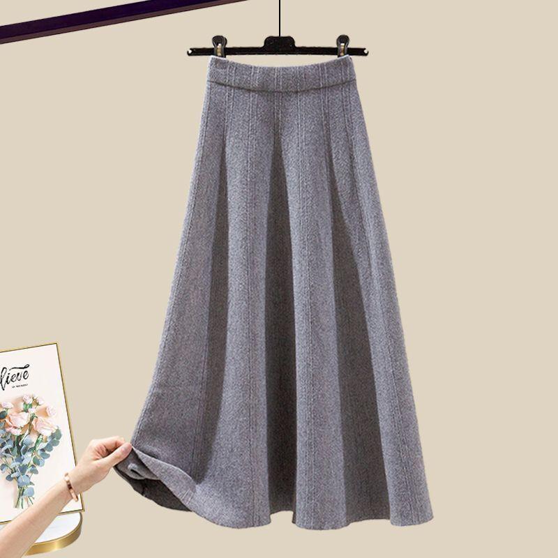 Весенний костюм женский 2 новых большого размера носить темперамент вязаный свитер юбка Маillard носить полный комплект