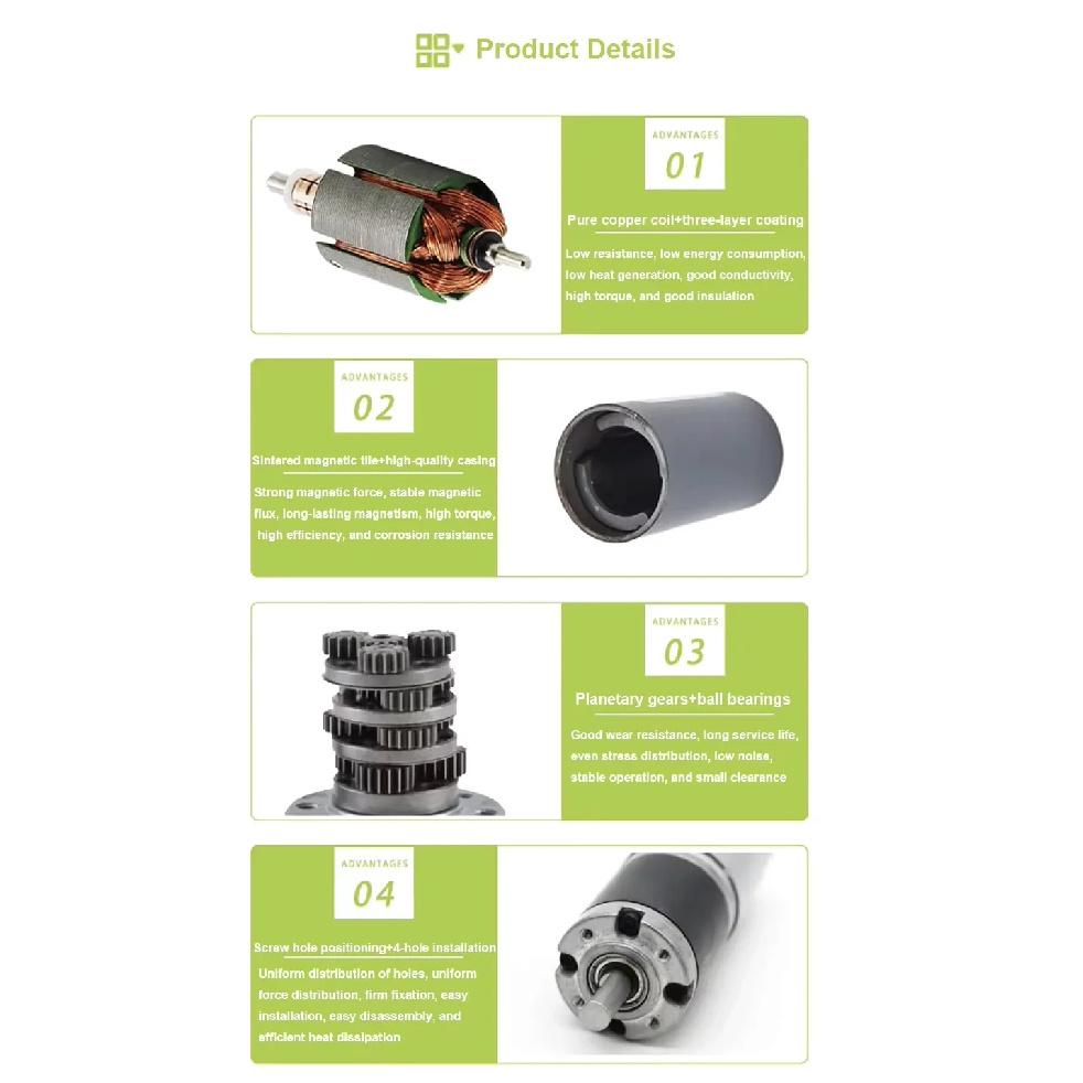 Max 200KG 42GP-775 Metal Planetary Geared DC Motor 12V~24V/1351RPM~7RPM High Torque and Forward/Reverse PWM Speed Regulation
