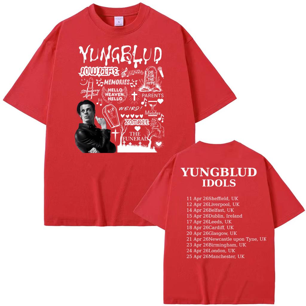 Youngblud Idols The World Tour 2026 Merch T Shirts Unisexs Clothing Hip Hop Harajuku Tshirt Oversized Cotton Tee Shirt Streetwear
