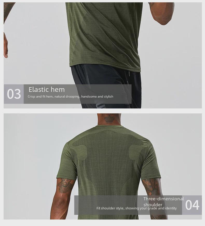 Мужская быстросохнущая летняя спортивная футболка — фирменный логотип, круглый вырез, короткий рукав, идеально подходит для бега и фитнеса