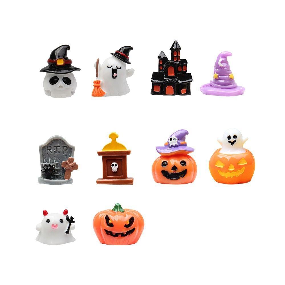 10pcs Resin Craft Miniature Figurines Halloween Desktop Ornament Micro Landscape Home Decoration