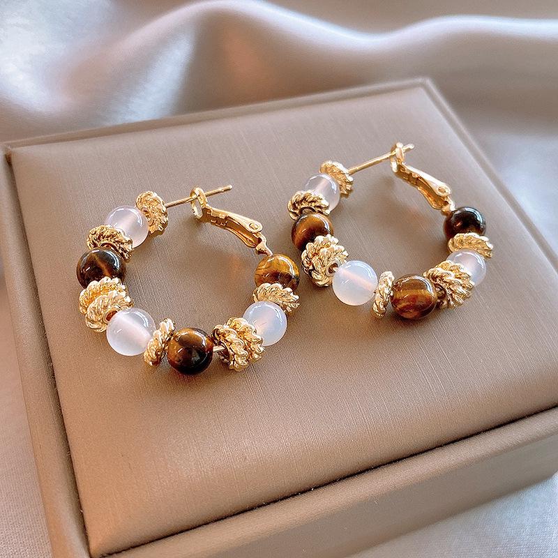 Серьги-пусеты «Тигровый глаз» в стиле Y2K: Роскошная, Элегантная, Универсальная Мода