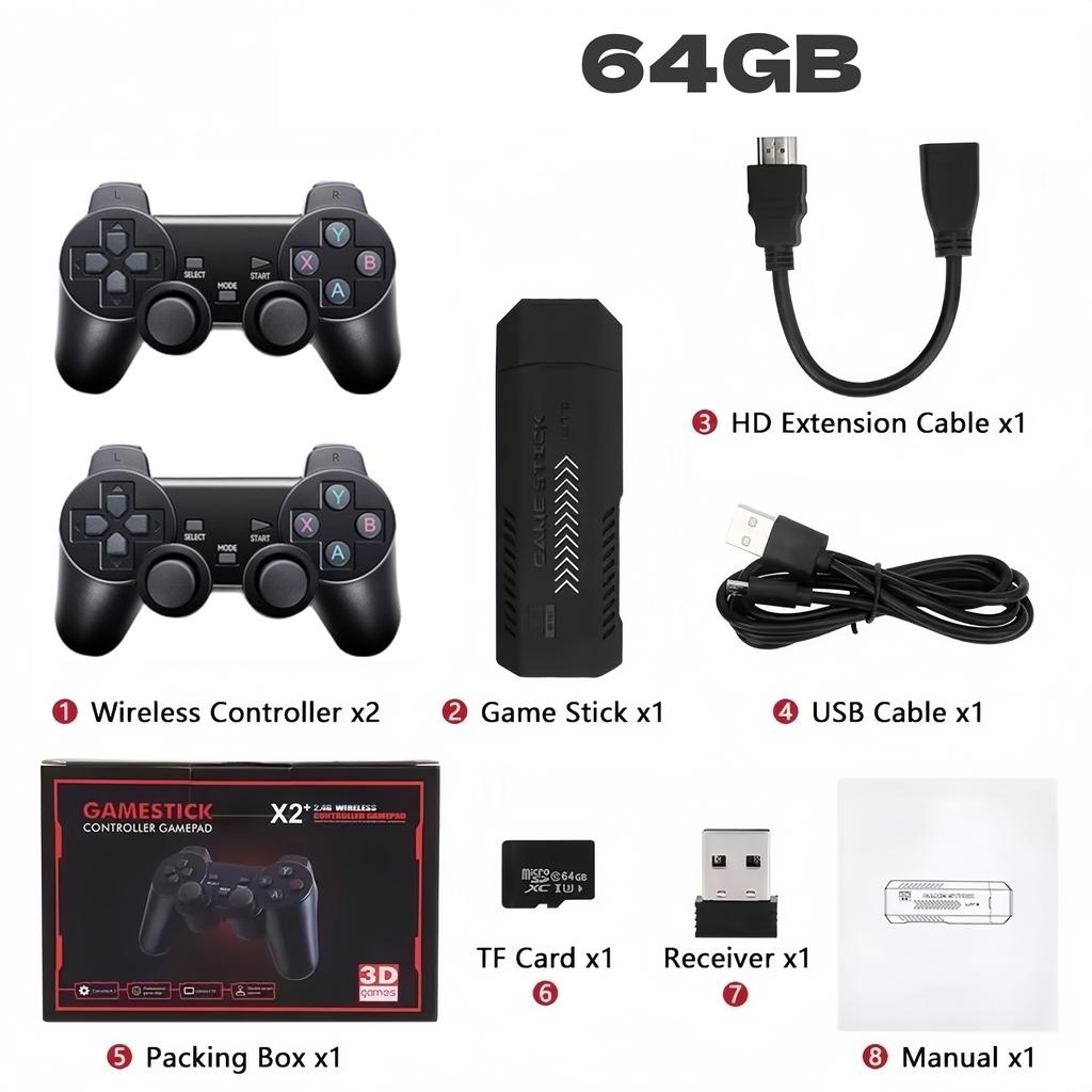 X2 Plus 4K Retro Game Console-128gb Memory, Dual Wireless Controller, Support 40 Simulators, Ideal Gift for Gamers