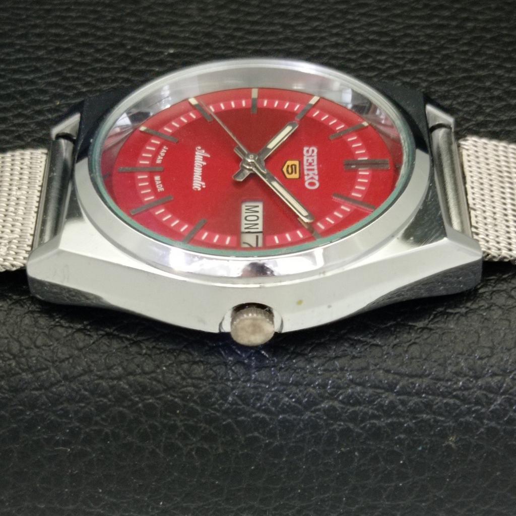 ВОССТАНОВЛЕННЫЕ ВИНТАЖНЫЕ SEIKO 5 АВТОМАТИЧЕСКИЕ 6309A ЯПОНИЯ МУЖСКИЕ ЧАСЫ С КРАСНЫМ ЦИФЕРБЛАТОМ a434688-2
