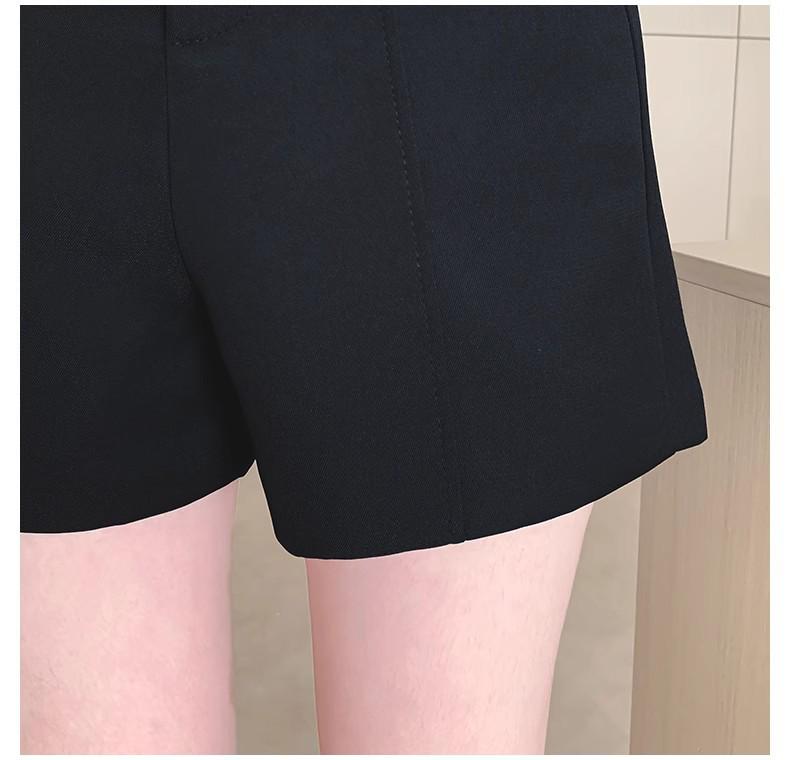 Women's High-Waist Summer A-line Booty Shorts - Black Outwear Slimming, Loose, Casual Wide-Leg Pants