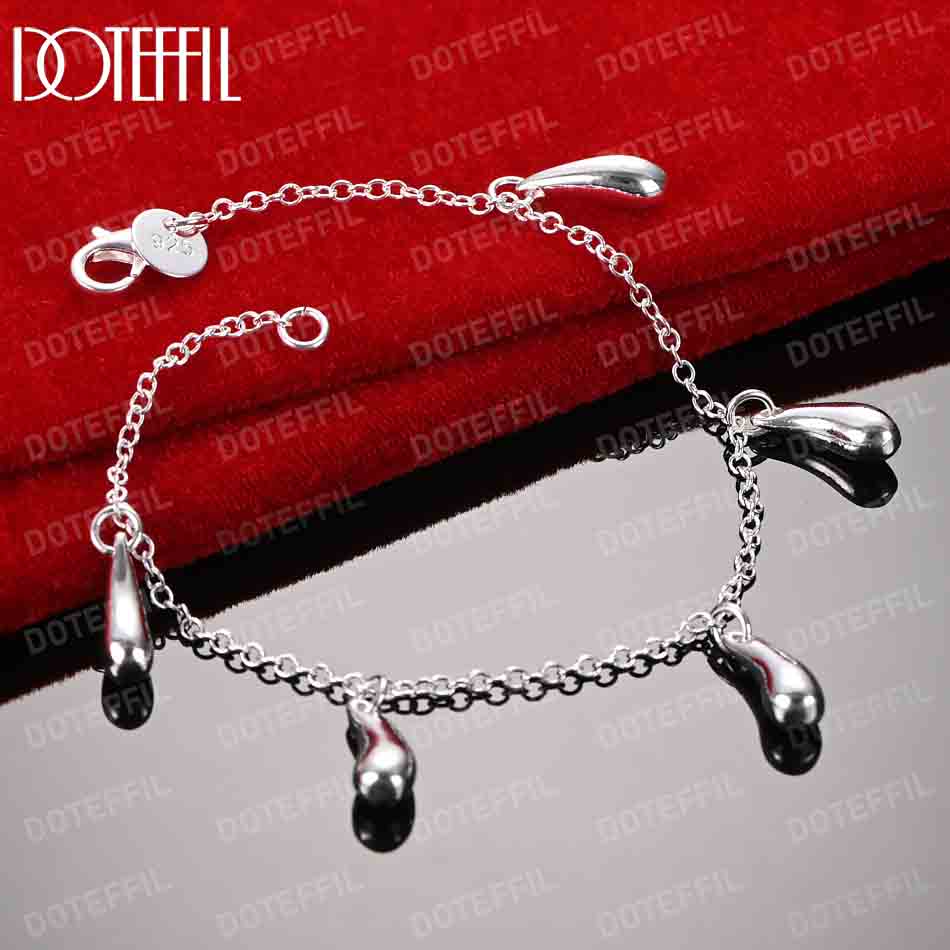 Браслет с подвеской в виде капли воды из стерлингового серебра 925 пробы, модные свадебные украшения