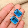 Blue Topaz Gemstone Handmade 925 Solid Sterling Silver Earrings For Thanksgiving Gift