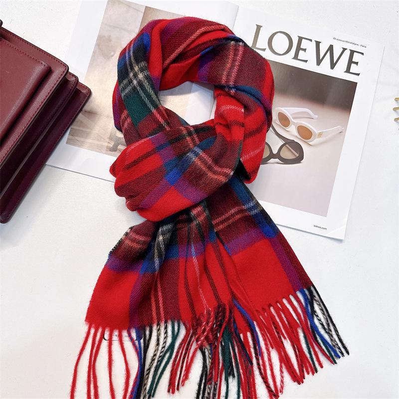 100% Wool Plaid Scarf for Women and Men - Warm, Stylish Gift for Winter