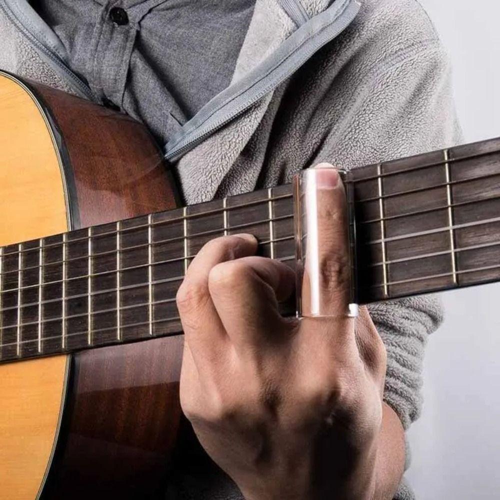 2Pcs 60mm Length Guitar Pick Tube Glass Guitar Finger Sliders Metal Guitar Slide Bar Set Guitarist