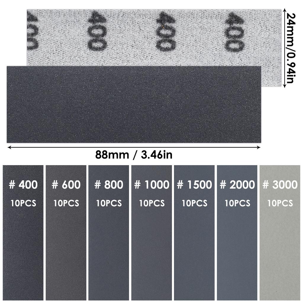 71PCS Mini Detail Sandpaper Assorted 400/600/800/1000/1500/2000/3000 Grit for DIY Craft Wood Metal Tight Polishing