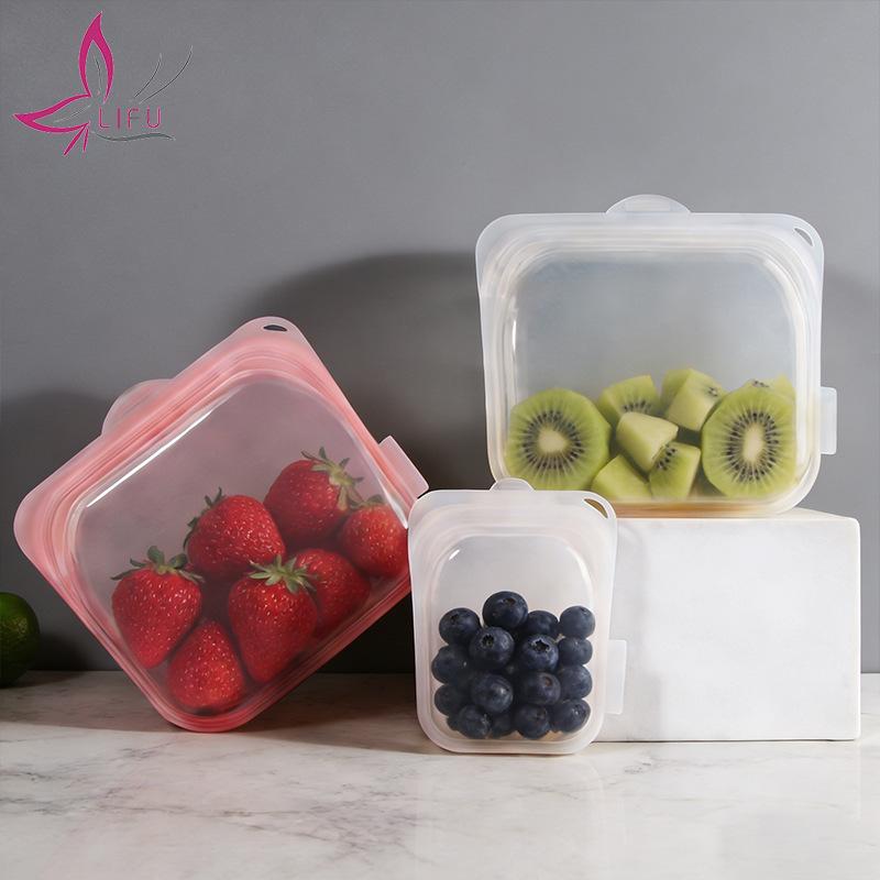 Creative Reusable Silicone Food Storage Bags, Heat Resistant & Eco-Friendly, Transparent Silicone Seal Bags for Food, Multi-Size
