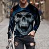 Autumn Spring T-shirt Skull 3D Digital Printing European Men Street Pullover Long Sleeve T Shirt New Hip-hop Harajuku Cool Tees