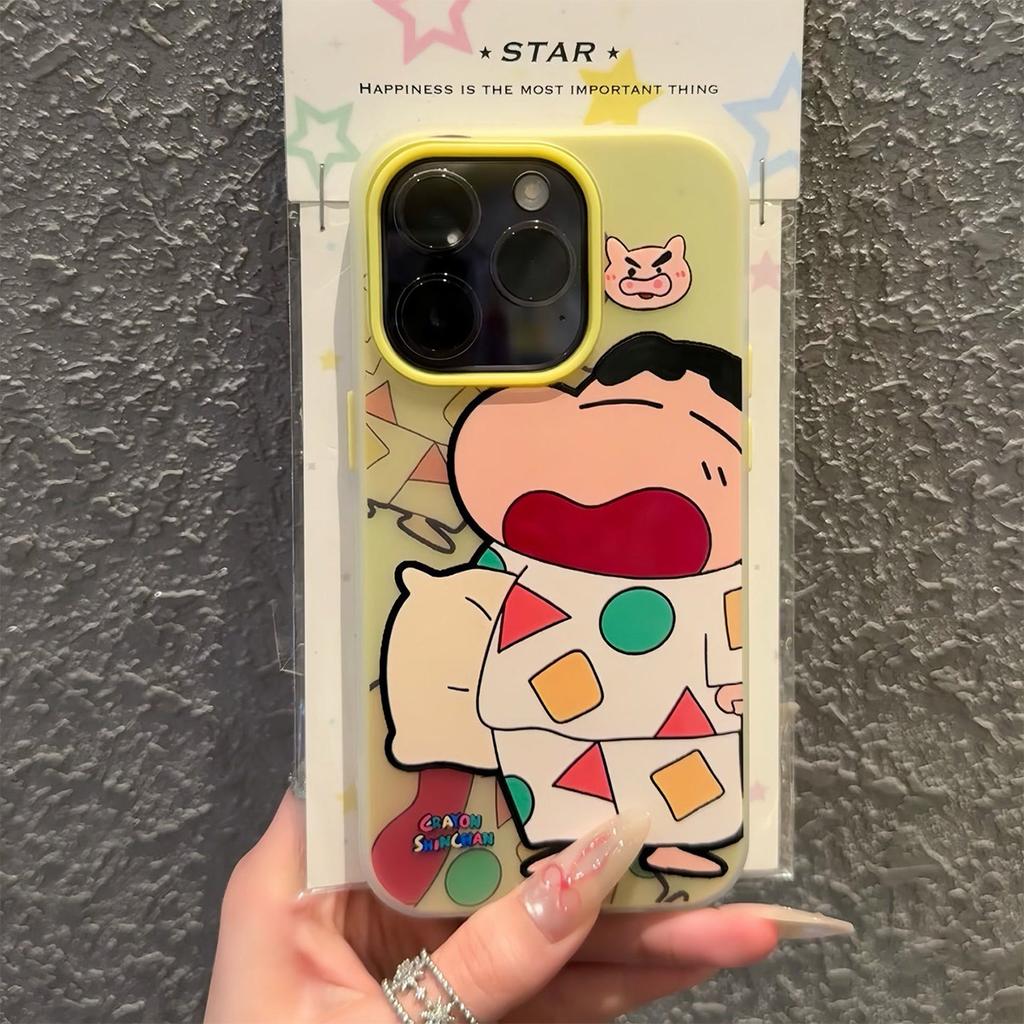 Jelly 2-in-1 Mobile Phone Case Rainbow Crayon Shin-chan Cute Cartoon Girl Birthday Korean Ins Style Mobile Phone Case