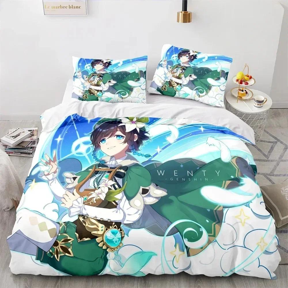 Luxury New 3D Print Anime Genshin Impact Bedding Set Boys Girls Twin Queen Size Duvet Cover Bed Kids Fashion Home Textileextile