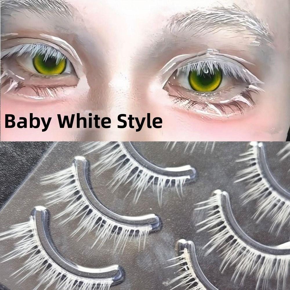 Eyelashes Extension White False Eyelashes Long Cross Eye Makeup Tools White Lashes  for Cosplay
