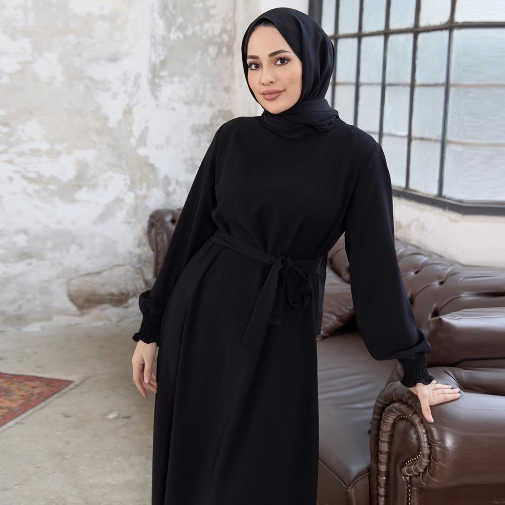 Женское платье из креповой ткани с длинным рукавом Vera с поясом