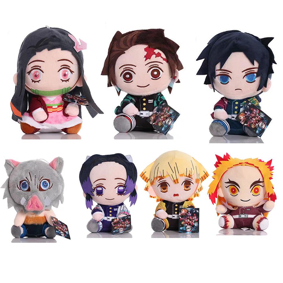 New 20cm Demon Slayer Plush Dolls Lovely Anime Kimetsu No Yaiba Kamado Tanjirou Nezuko Zenitsu Kyoujurou Toys Kids Gifts