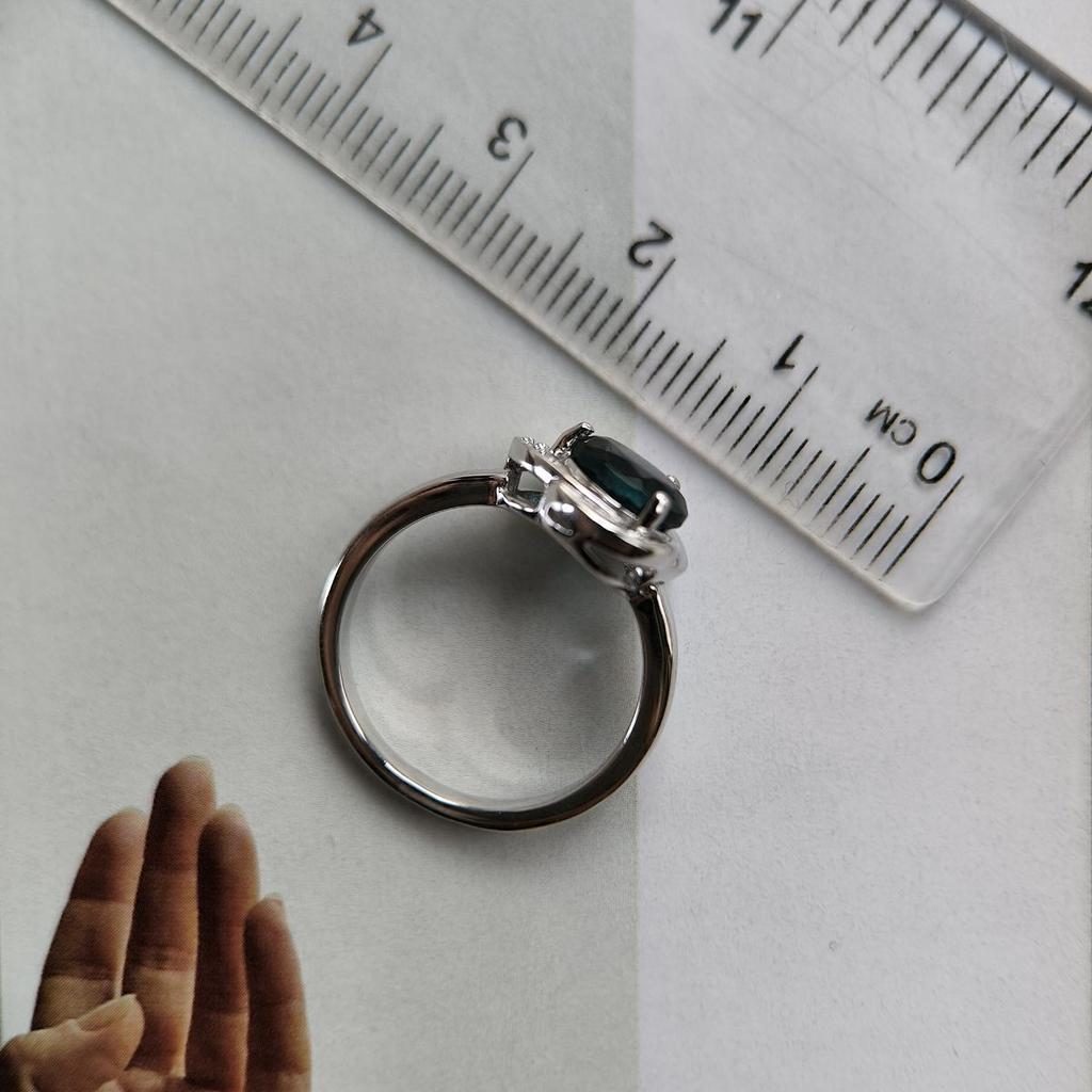 Silver Ring with London Blue Topaz 1.091ct, Cubic Zirconias, Item Weight 3.05 Gr (2178026)