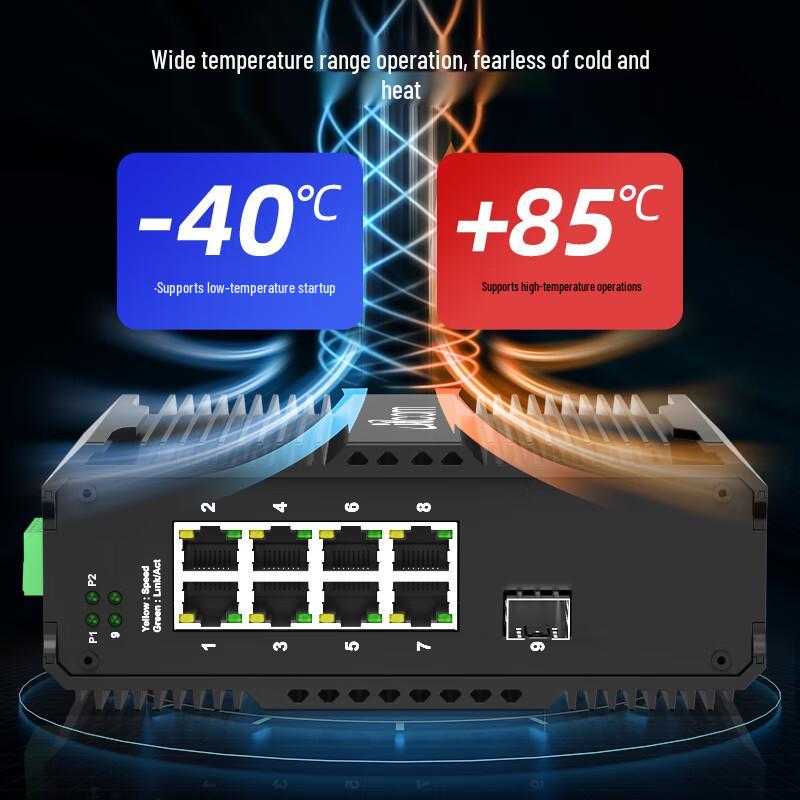 Itcom Industrial Gigabit 1 SFP 8-Port PoE Din-Rail Switch