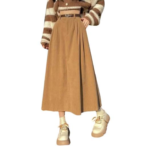 Женская юбка с высокой талией, А-силуэта, с большим подолом, миди, однотонная, осенне-зимняя, драпированная, для повседневной носки