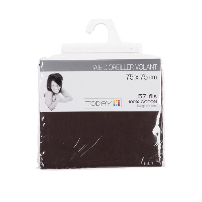 Taie d'oreiller - Chocolat - 75x75 cm - 100% coton - Tissage très serré - Lavable à 40°C