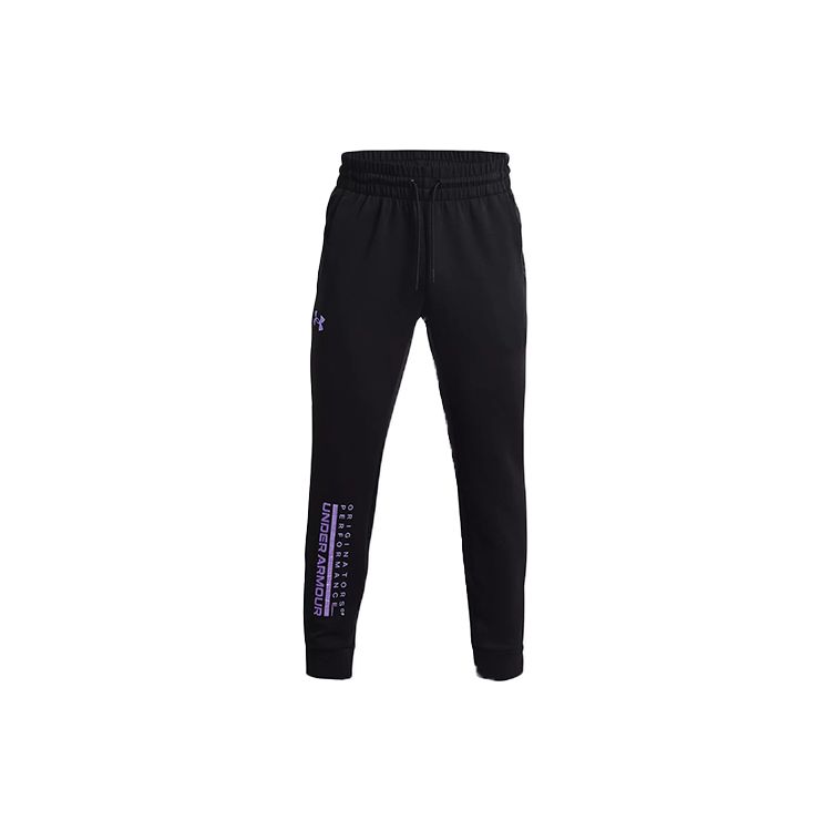 Under Armour Purple Logo Tapered Sweatpants Men Bottoms Black 1360731-003