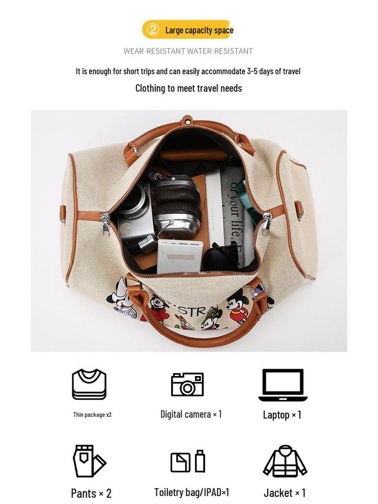 Корейская мультяшная женская парусиновая сумка большой вместимости для спорта и путешествий