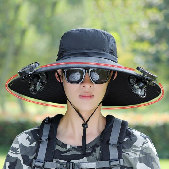 Солнечная кепка с вентилятором, защита от ультрафиолета UPF 50+, с двумя охлаждающими вентиляторами