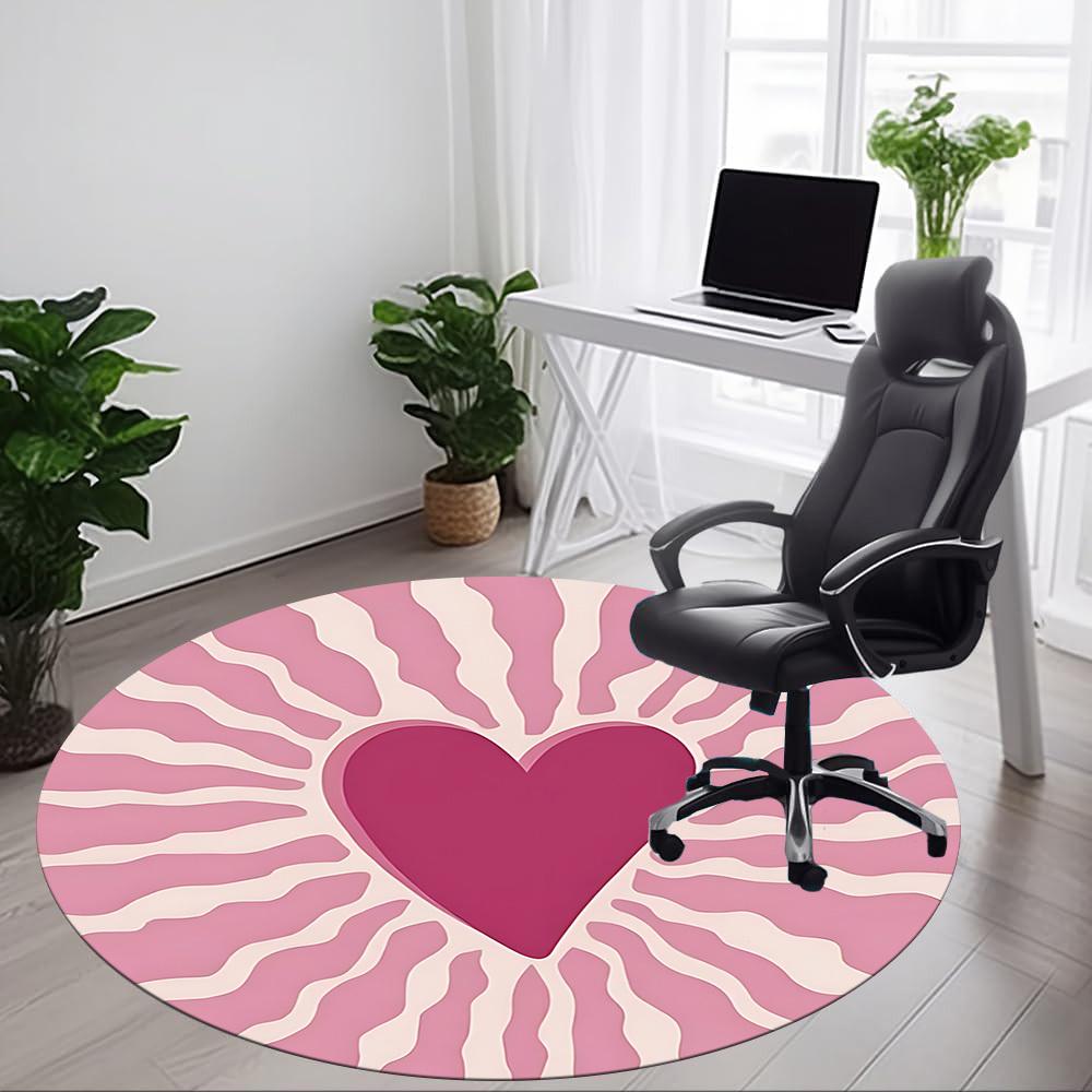 1pc Zebra Heart Office Round Area Rug, Mat Suitable For Office, Under Office Chairs Bedroom Living Room Home Decor, Room Deco