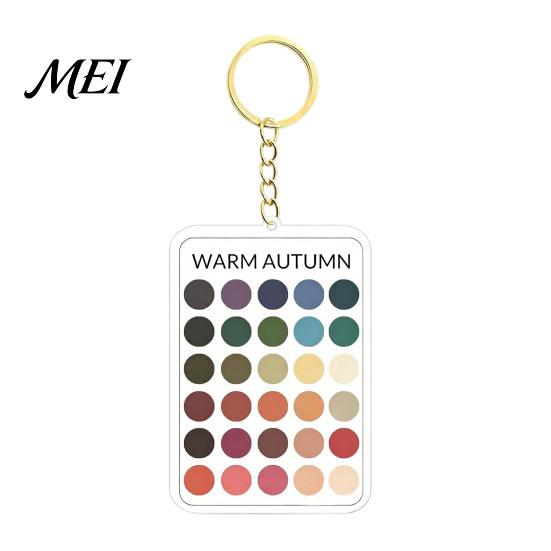 Makeup Color Guide 2Pcs Palette Keychain Pendant, Clear Acrylic Season Analysis Swatches Spring Summer Fall Winter Colors Keychain, Card, Gifts