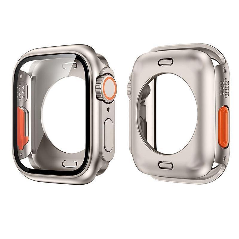 Корпус из закаленного стекла + чехол для часов ПК для Apple Watch 8 7 45 мм 41 мм 44 мм 40 мм Обновление до Apple Watch Ultra 49 мм Защитный бампер-экран