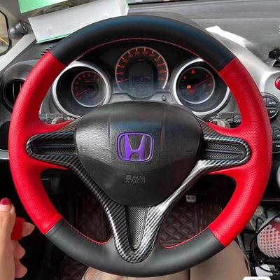 Ручная строчка черный красный Кожаный нескользящий чехол на руль автомобиля Для Honda Старый Civic (3-спицевый) Автозапчасти 2006-2011
