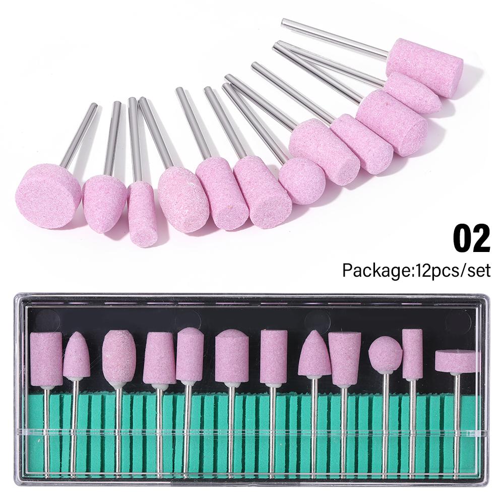 LINMANDA 5/6/12/30Pcs Nail Art Machine Quartz Grinding Stone Diamond Nail Drill Bit Rotary Burr Grinding Pedicure Kit Tool