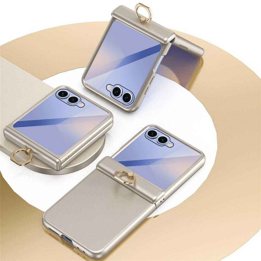Samsung Galaxy Z Flip 8 Case, Ring Holder Kickstand, with Glass for External Screen, Gold
