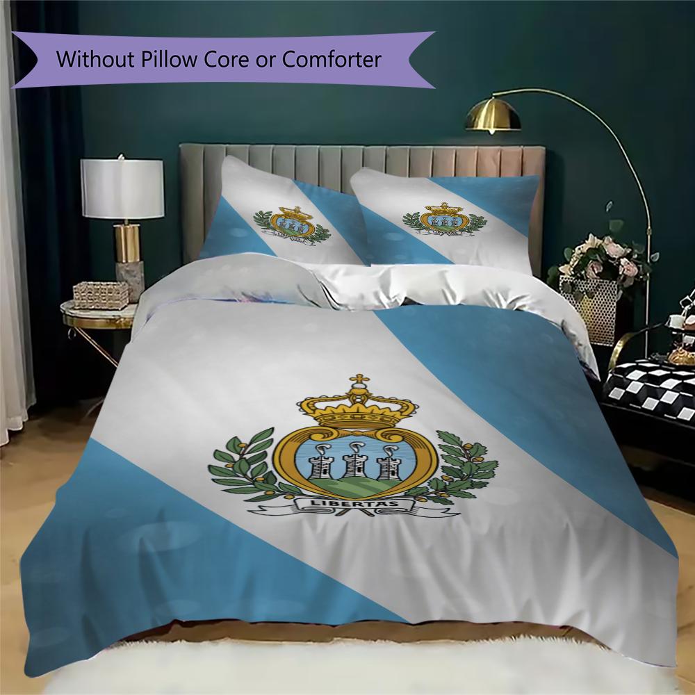 San Marino Pattern Bedding uilt Set uilt Cover Pillowcase Home Decoration Birthday Gift (1 * duvet cover + 2 * pillowcase without core)