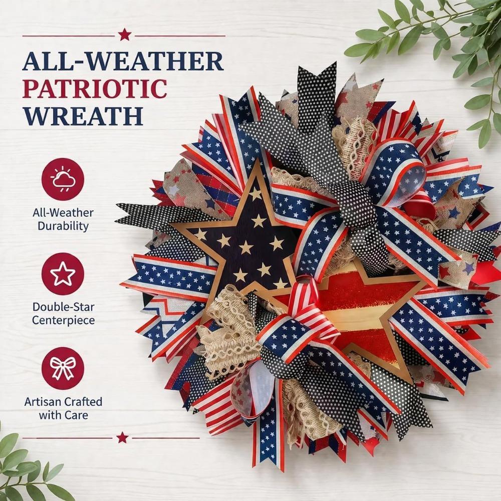 250th Anniversary Patriotic Wreath, 3D Eagle Commemorative Wreath, Patriotic Door Knob, Red, White and Blue Wreath
