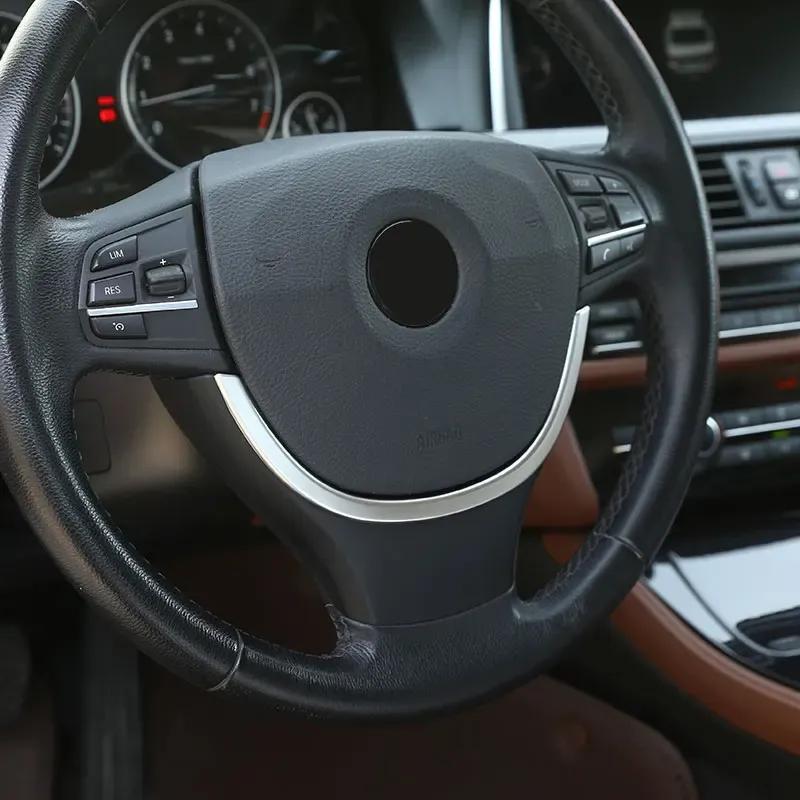 For BMW 5 Series F10 520 525 2011-2017 ABS Carbon Fiber/Silver Car Steering Wheel Strips Cover Trim Sticker Car Accessories