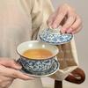 Кильн Жу kiln Крышка-чаша Три закрытые чаши с крышками Бытовые Сине-белая пиала для чая Китайский стиль Ненагревающаяся чашка для чая Посуда для питья