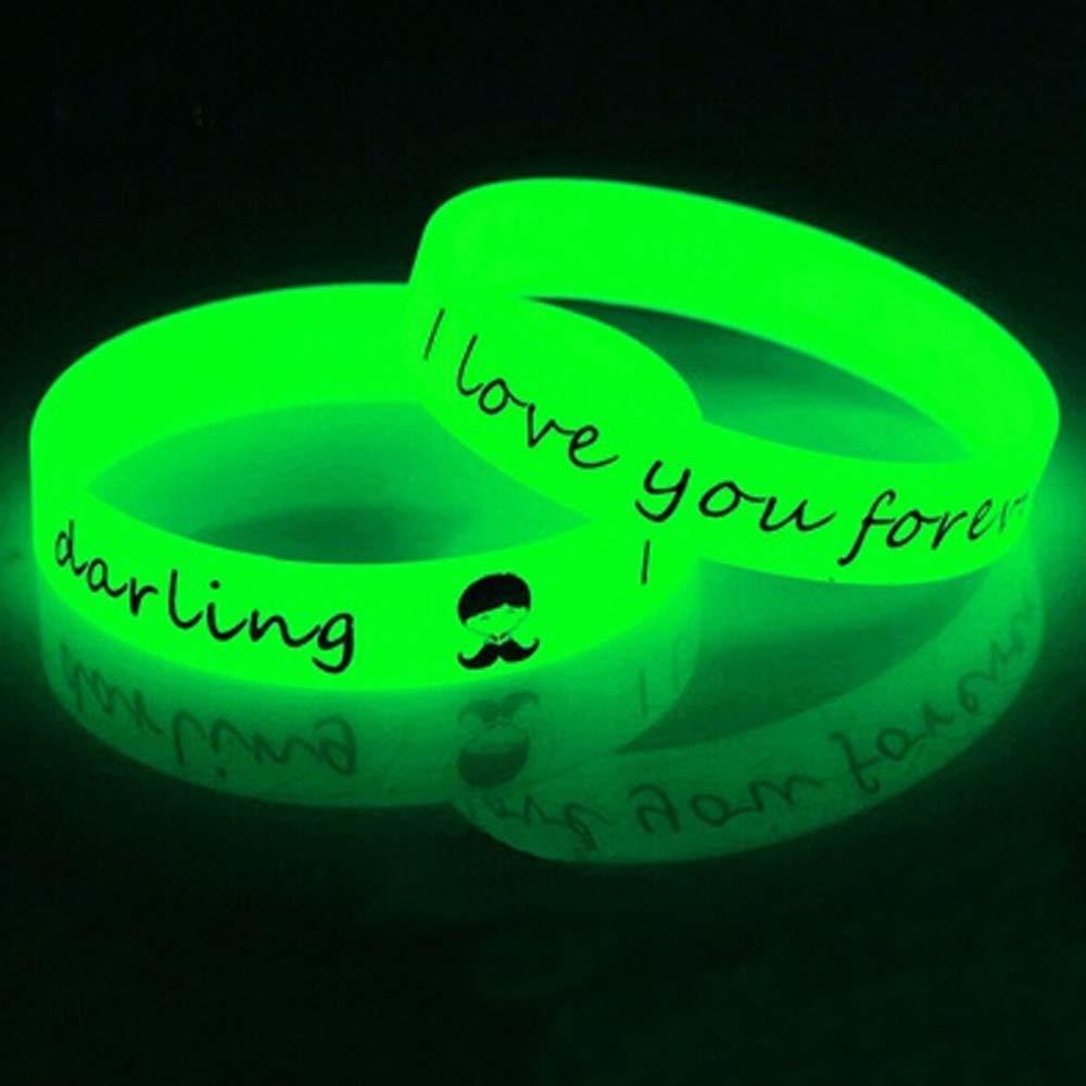 Unisex Glow In The Dark Shine Silicone Bracelet Luminous Wristband Rubber Bangle Silica Gel
