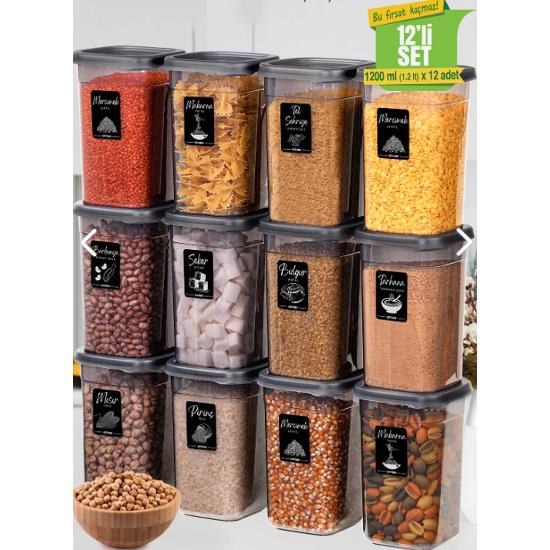 12 Liter Square Provisions Pulses Storage Container Set Spice Jar 1.2 Liters